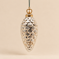 Decorazione Natalizia Pigna in Vetro Argento H 13 cm Ø 6 cm