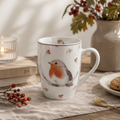 Tazza in porcellana con decoro pettirosso