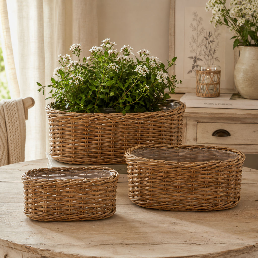 Cesto coprivaso Ovale in Rattan – Disponibile in 3 Dimensioni
