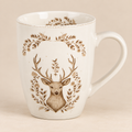 Tazza Natalizia con Cervo 350 ml in Porcellana Beige