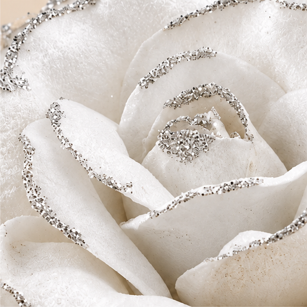 Rosa Bianca con Glitter Ø14 x H18 cm