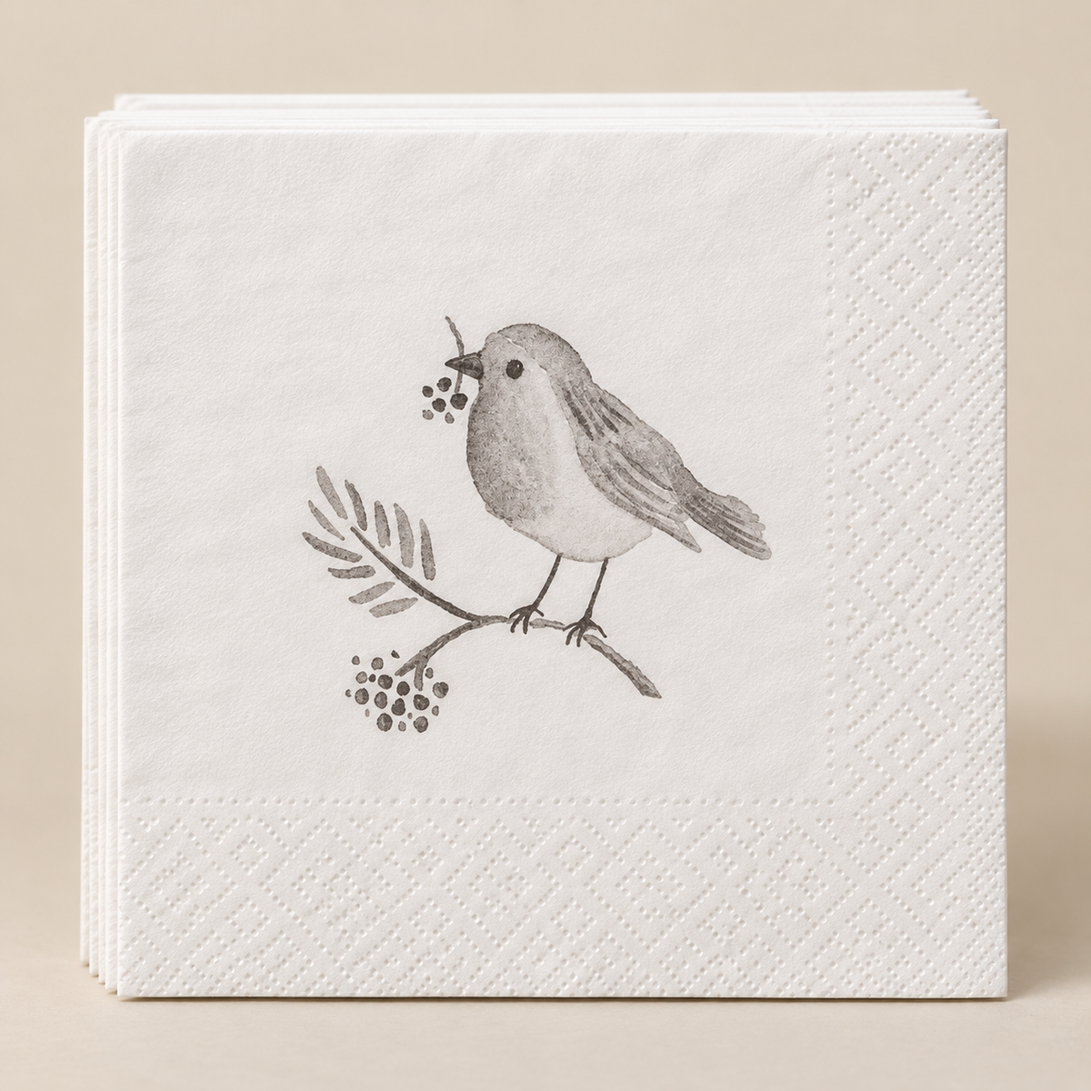 Tovaglioli di Carta Bianchi con Uccellino 33 x 33 cm - Confezione 20 Pezzi