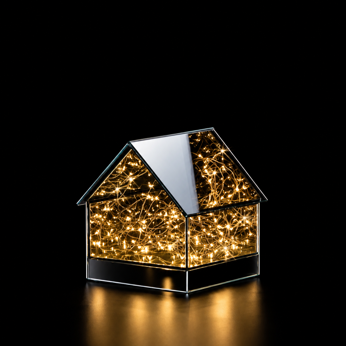 Casetta Natalizia Luminosa EDG in Vetro con 40 LED a Luce Calda – Teca Decorativa 14 x 14 x H 15 cm