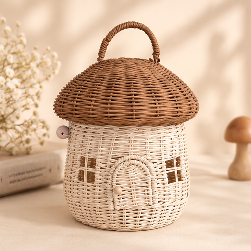 Casetta Fungo in Rattan Naturale Large 24 cm