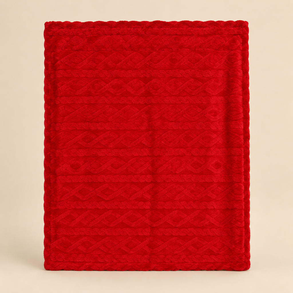Plaid Rosso con Lavorazione in Rilievo 190 x 230 cm