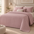 Trapunta Leggera Matrimoniale Double-Face in Percalle di Cotone Riciclato Rosa Antico Polvere 260 x 270 cm – Tessitura Randi