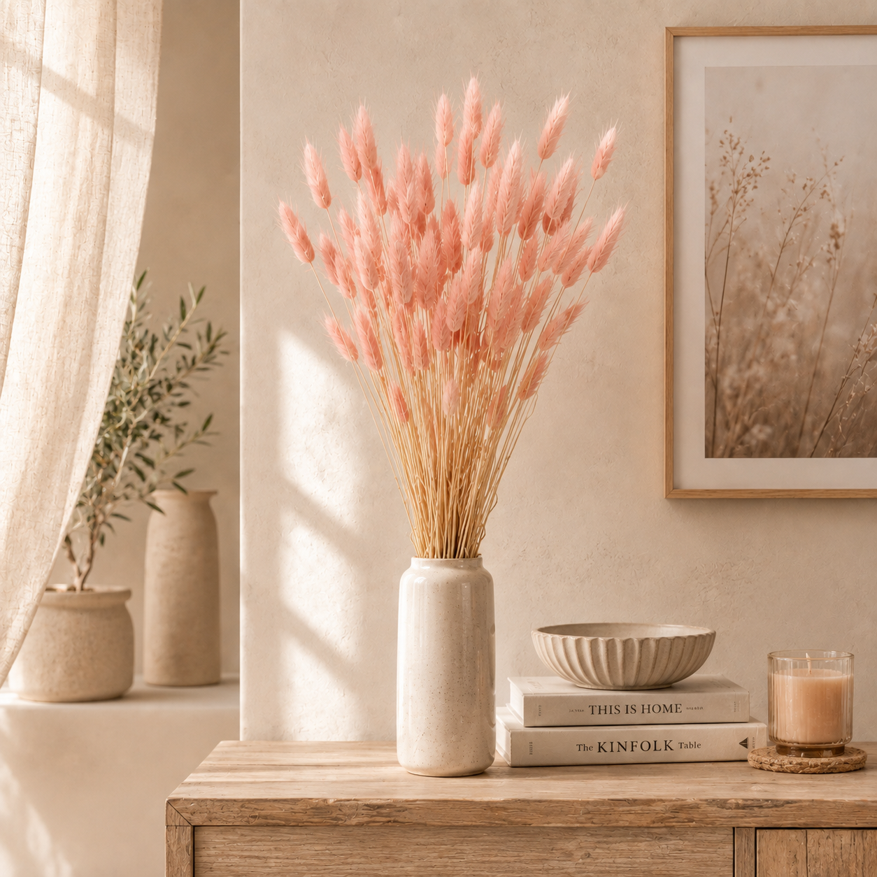 Code di Lepre Essiccate Rosa – H 82 cm