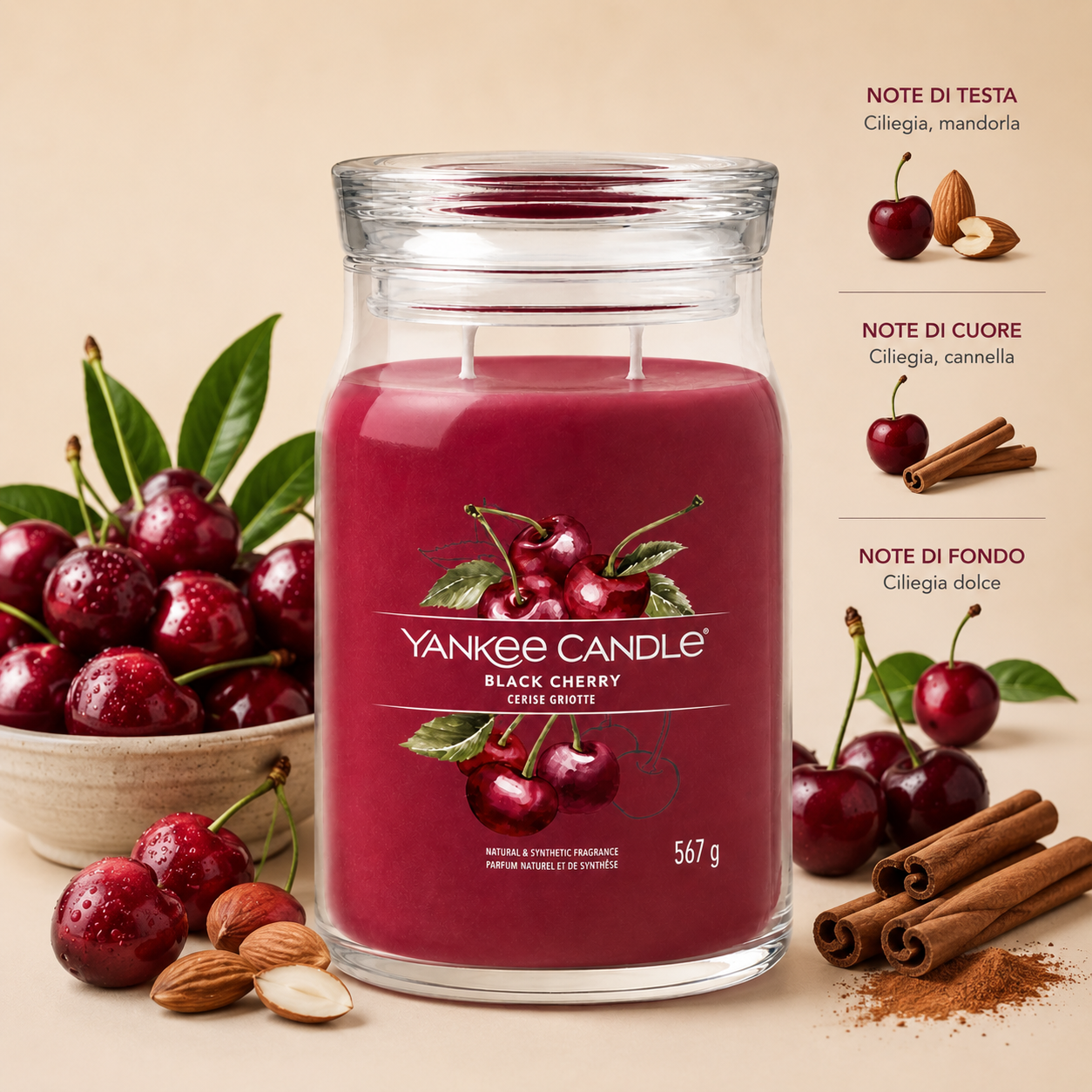 Yankee Candle Giara 567gr Black & cherry