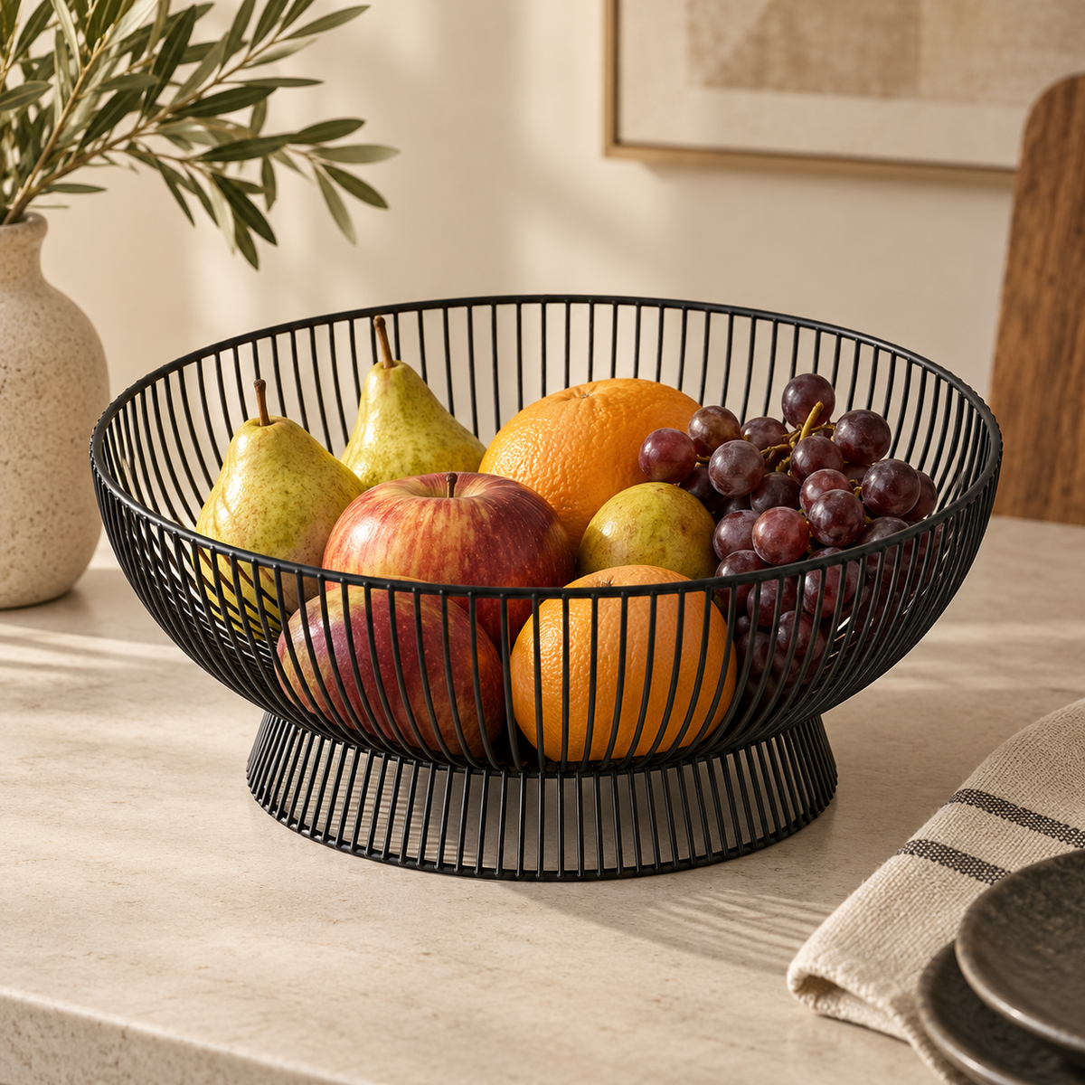 Cestino / centrotavola in metallo nero 32cm