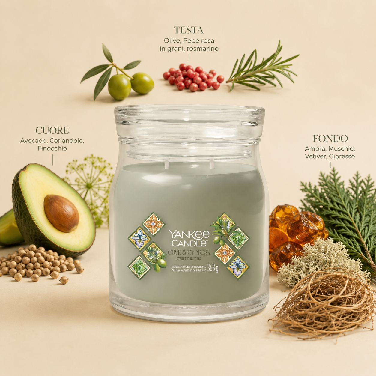 Yankee Candle Giara 368gr Olive&Cypress
