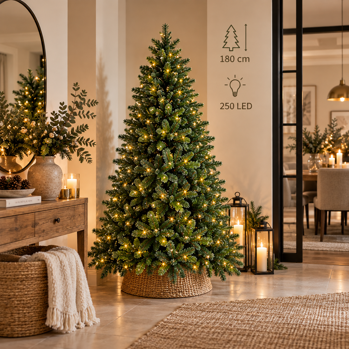 Albero di Natale Tiffany Verde H 180 cm con 250 LED (Seconda scelta)