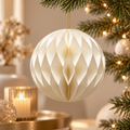 Sfera di Natale EDG Origami in Carta Avorio con Motivo Geometrico Tridimensionale – Ø 12 cm