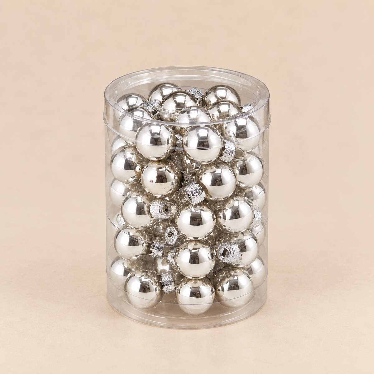 Set 50 mini Palline di Natale Argento Ø 2 cm