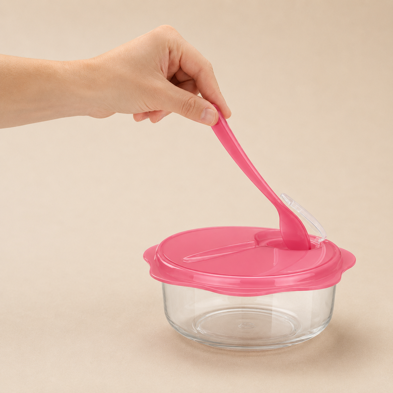 Tescoma Piatto da Viaggio per Bambini con Cucchiaio – rosa