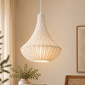 Lampadario in Rattan Bianco 40 x 50 cm