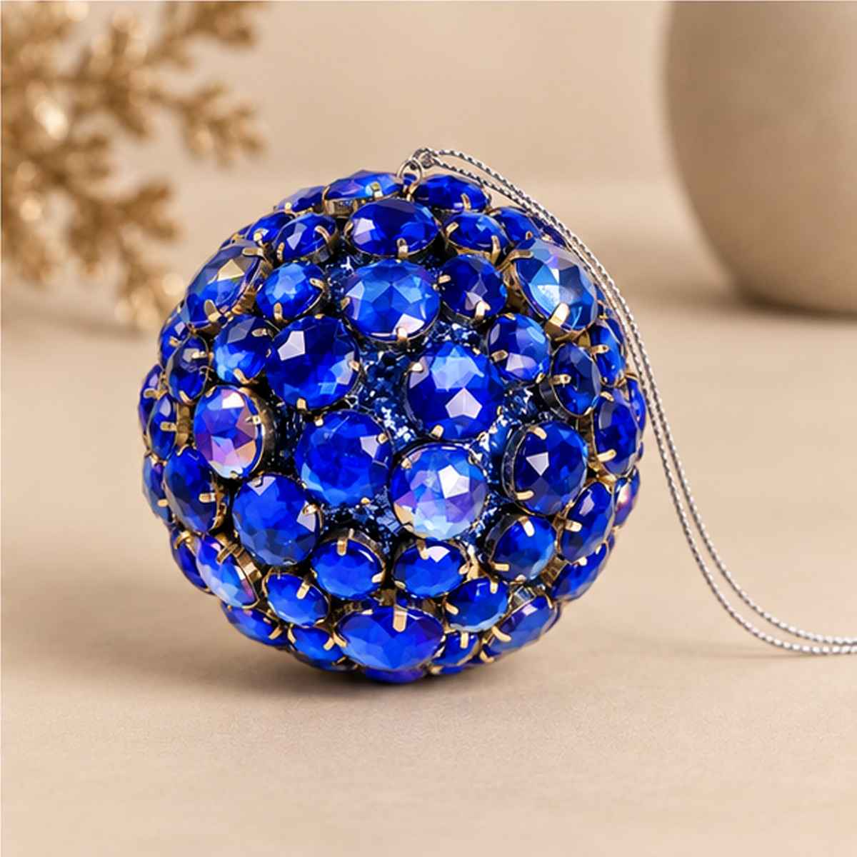 Sfera di Natale Gioiello Blu con Cristalli Ø 11 cm - EDG