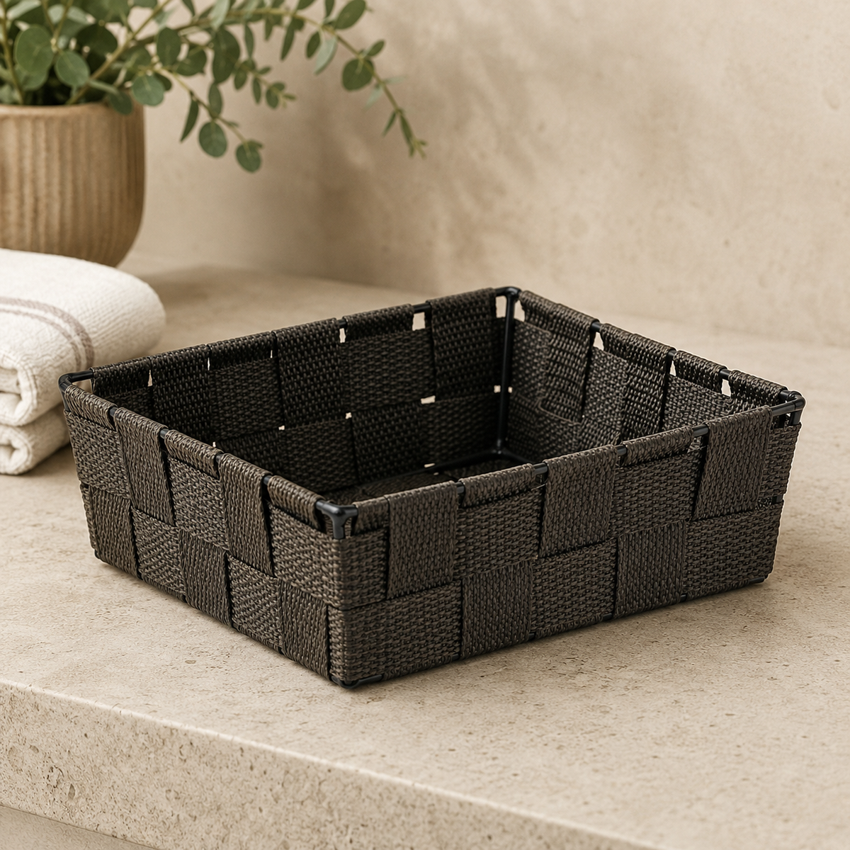 Cestino Kela Alvaro Marrone  – 19 x 19 x H 6 cm