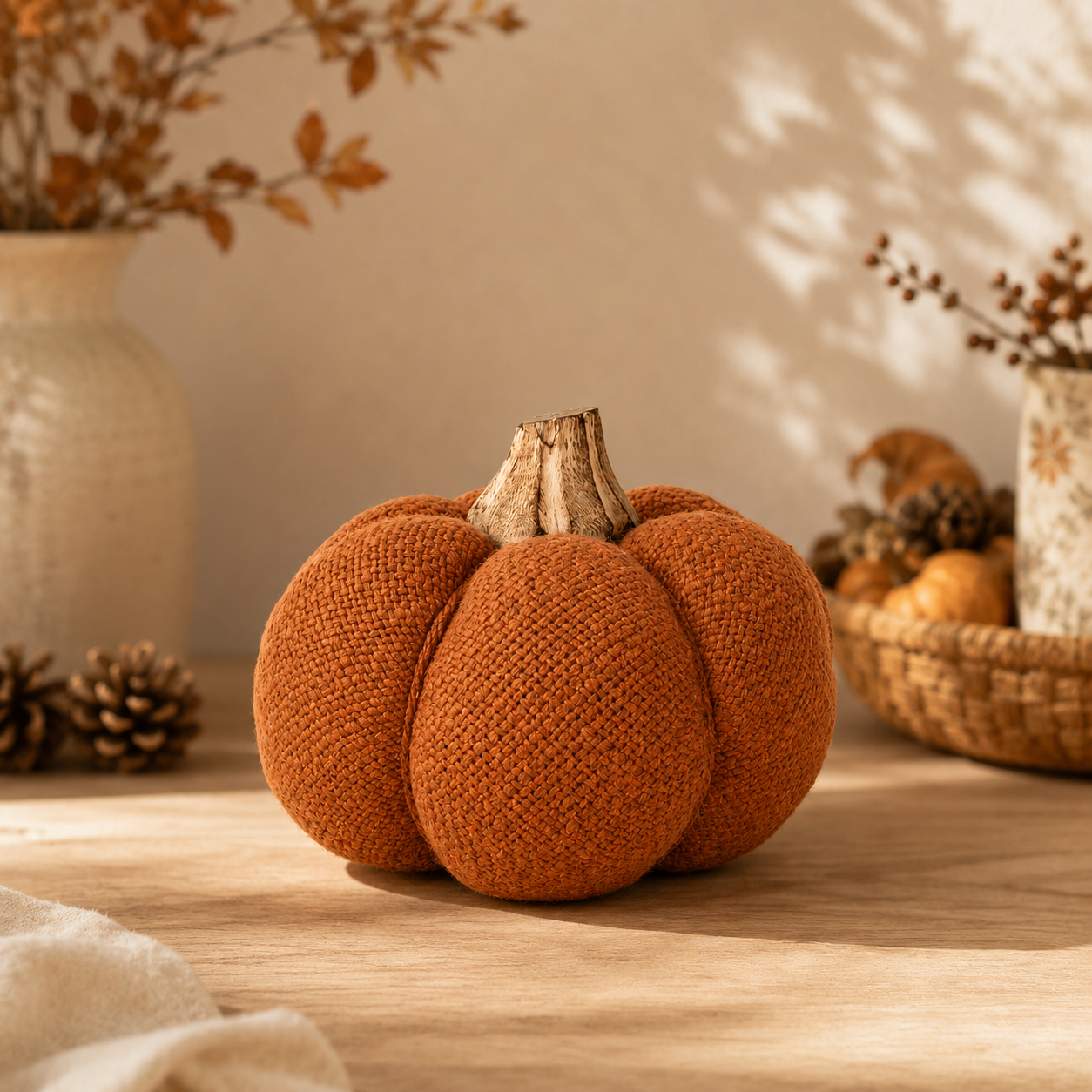 Zucca Decorativa Arancio in Poliestere – 12 x 10 cm