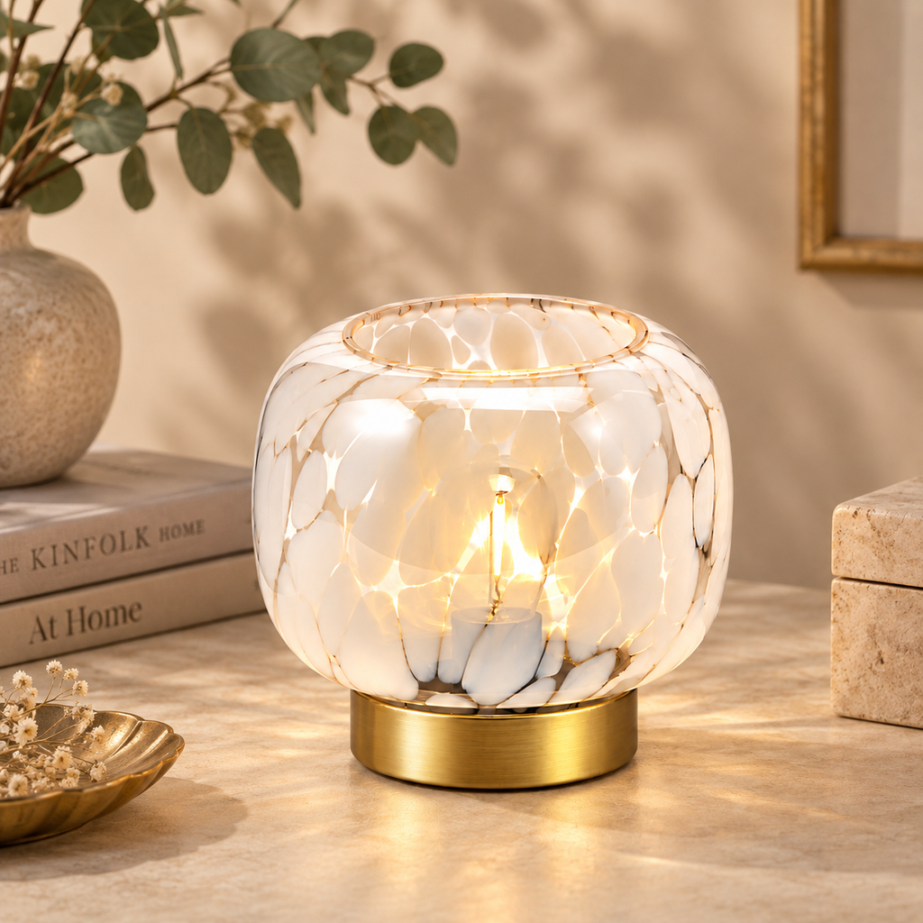 Lampada da Tavolo Joplin EDG in Vetro Modellato a Mano H 14 cm