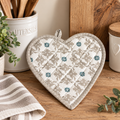 Presina a Cuore in Cotone Trapuntato 24 x 24 cm