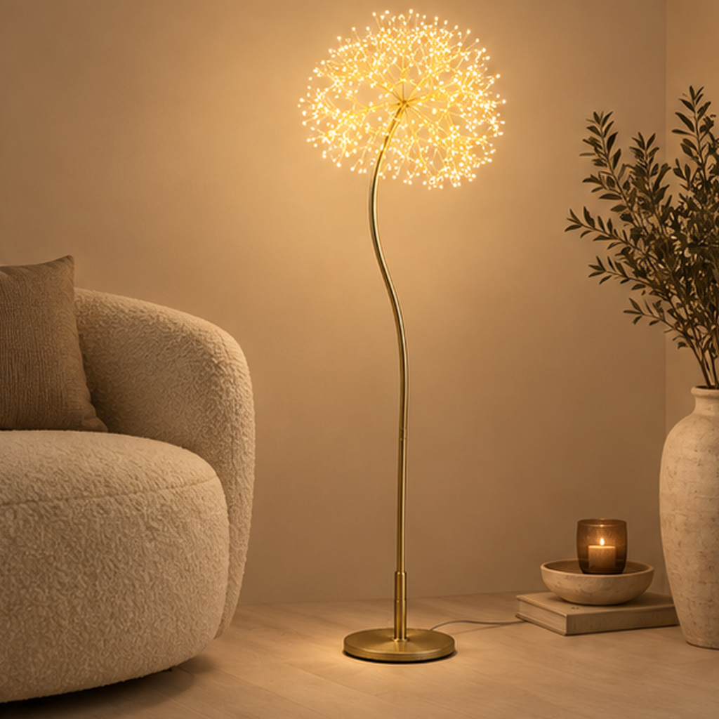 Fiore Soffione Luminoso Oro EDG 384 MicroLED H 120 cm Ø 30 cm