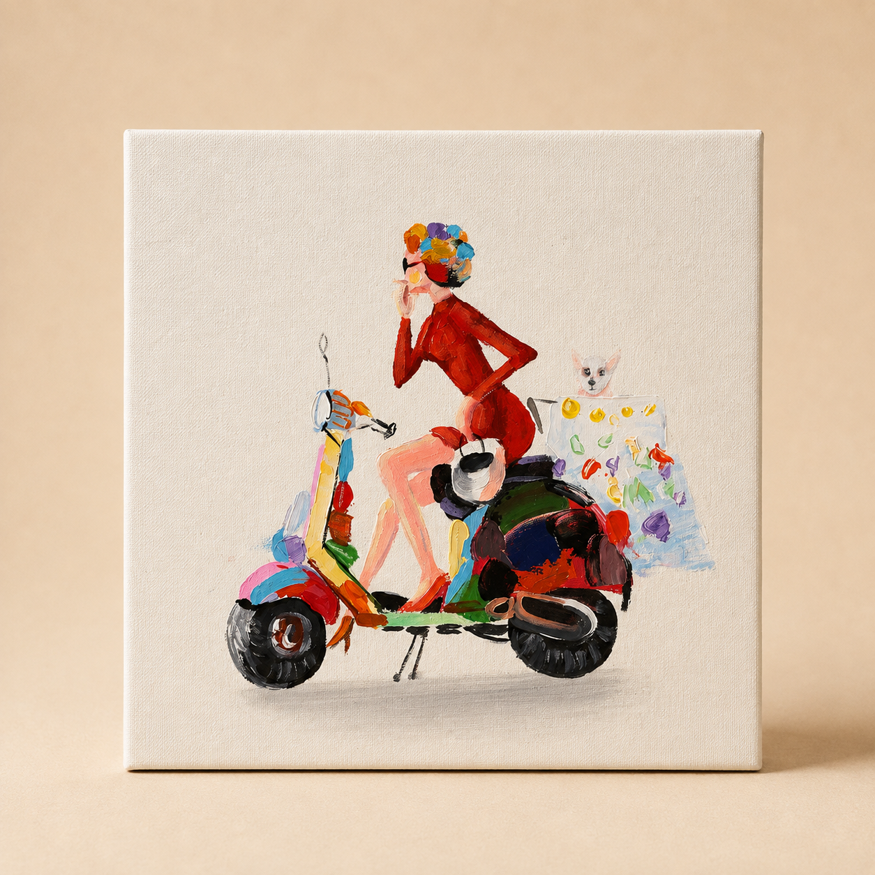 Dipinto a Mano Vespa Colorata – 30 x 30 cm