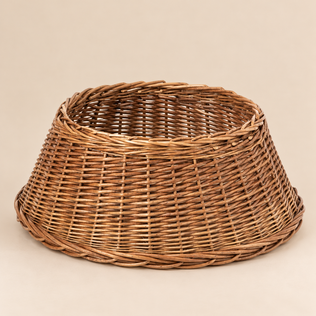 Copribase Albero di Natale in Vimini Naturale Marrone Intrecciato – Ø 45 x H 24 cm