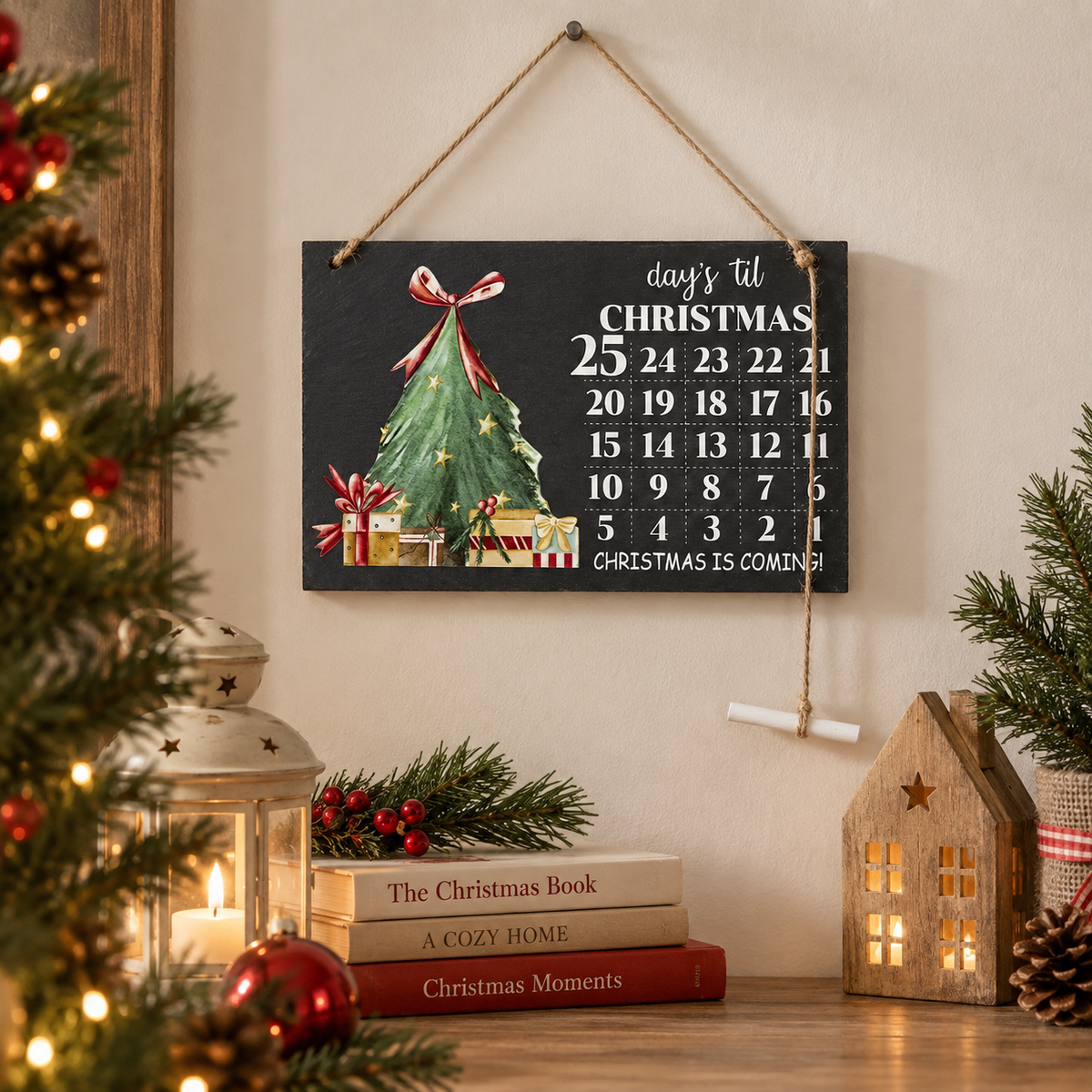 Calendario avvento lavagna Natale con Albero