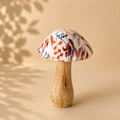 Decorazione Fungo in Legno di Mango con Decoro Lucido – Fatto a Mano h.10cm