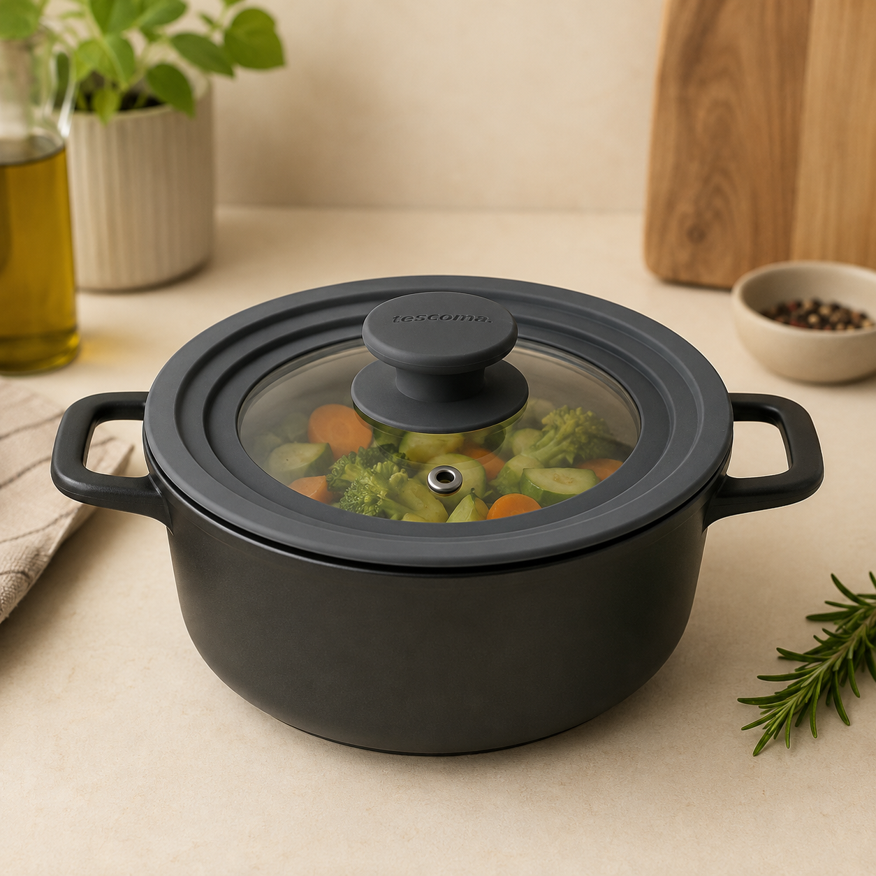 Coperchio Universale in Vetro Borosilicato e Silicone – Ø 16 / 18 / 20 cm