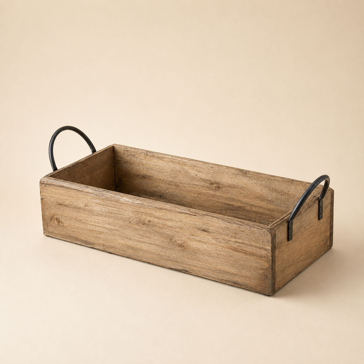 Cassetta decorativa in quercia con manici in metallo 39cm