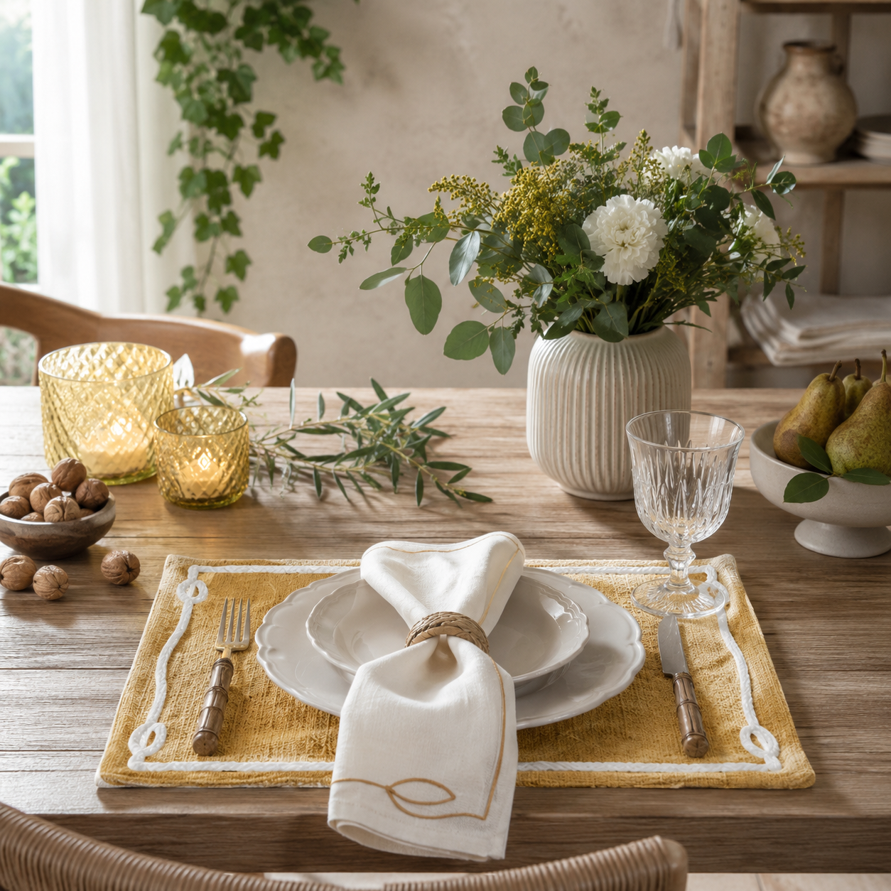 Il Set Tovaglietta Americana con Tovagliolo Blanc Mariclò - Collezione Geometrika