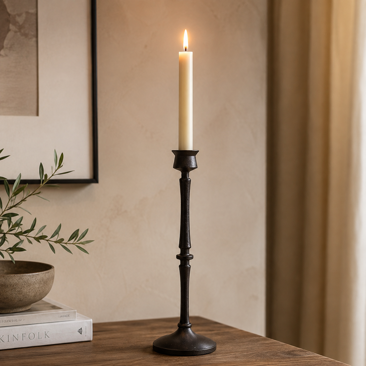 Candeliere Nero Decorativo in Alluminio h.33cm