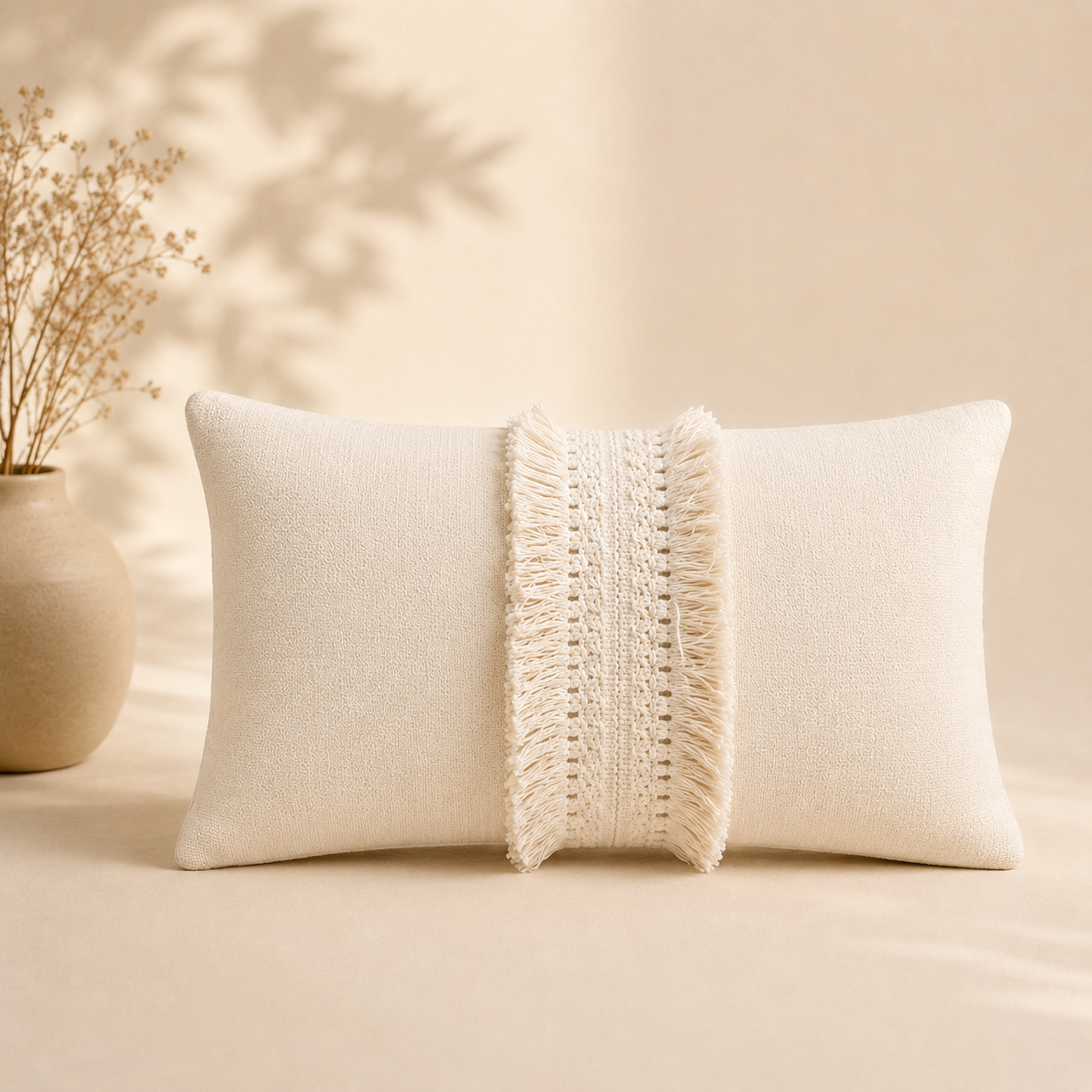 Cuscino rettangolare frange centrali