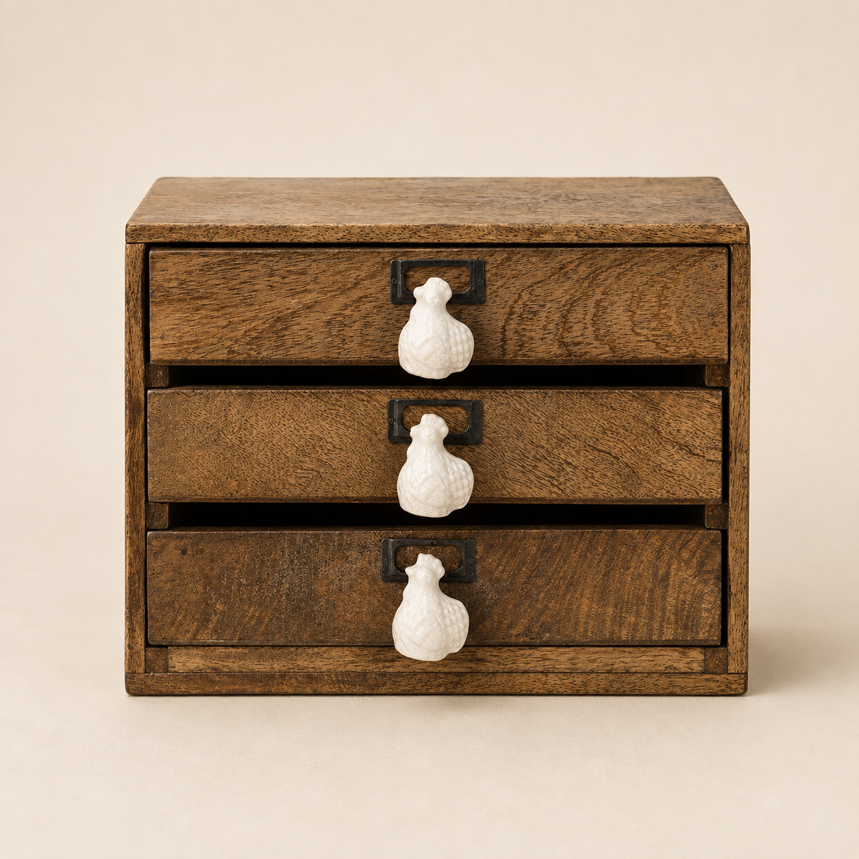 Cassettiera Gallo in Legno e Ceramica – 29 x 14 x H 22 cm