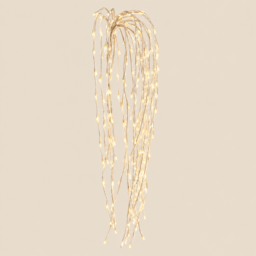 Cascata Luminosa 480 LED Bianco Caldo H120 cm con 32 Rami