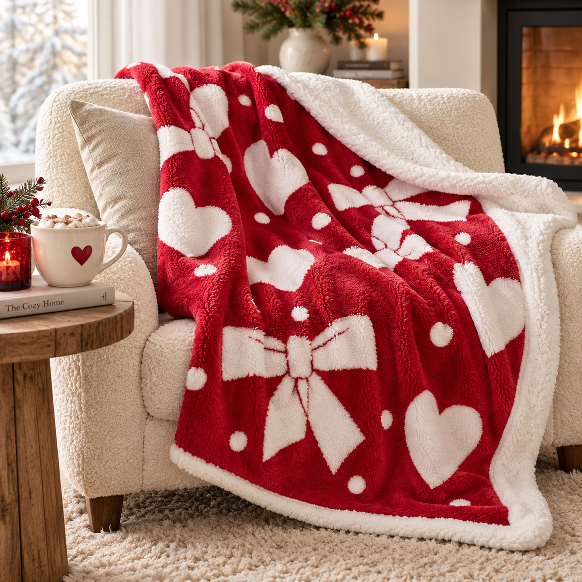 Plaid sherpa cuori Home Sweet Home