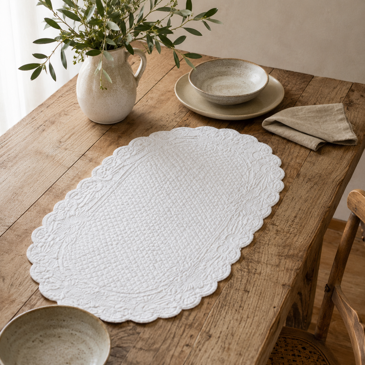 Runner centrotavola Carmen in Cotone Bianco 45x100cm