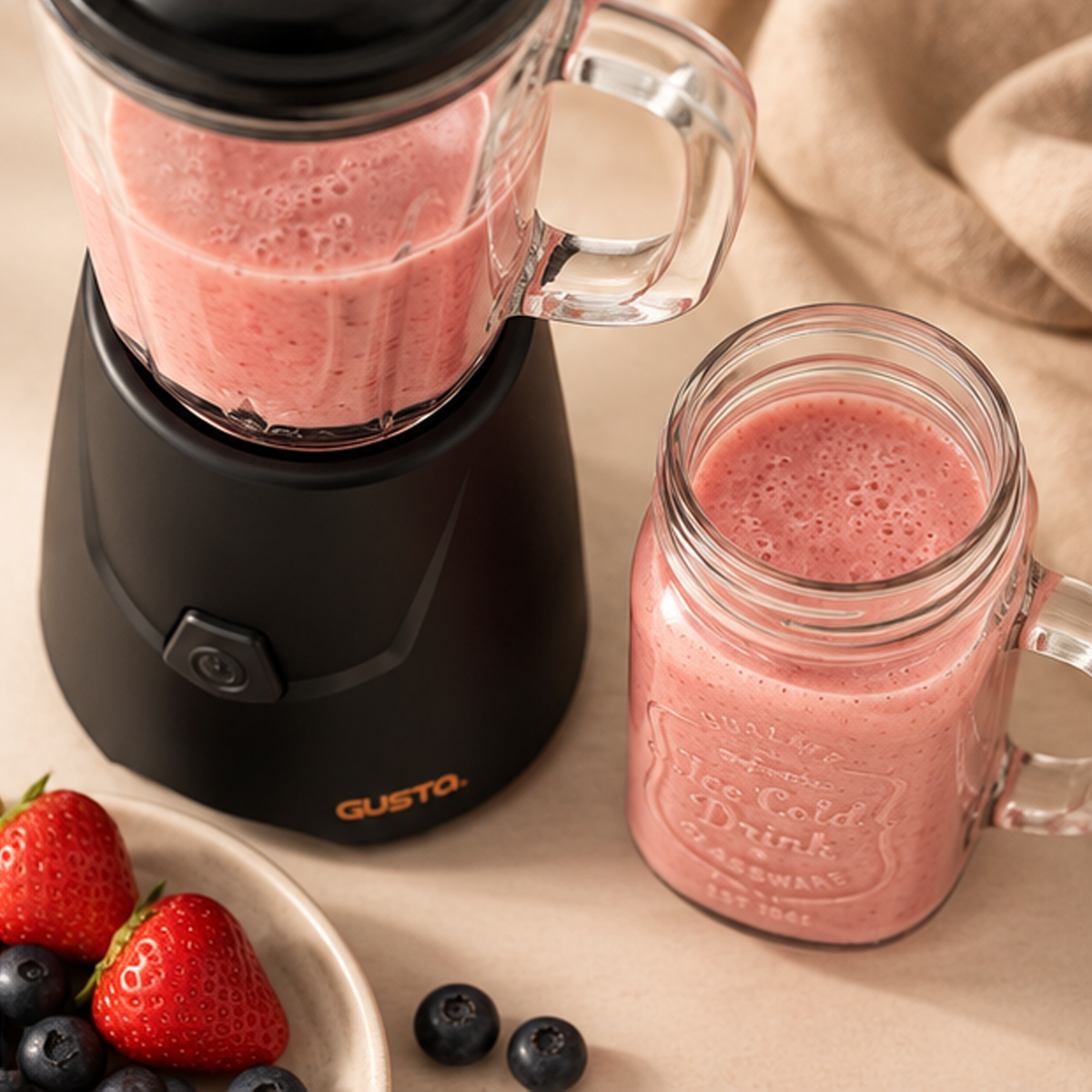 Gusta Mixer In a Jar – Frullatore con Caraffa e Barattolo da Bere