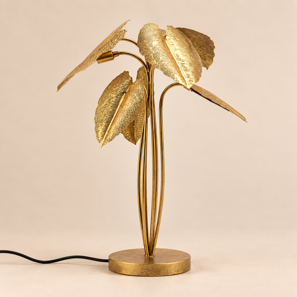 Lampada da Appoggio Foglie EDG Oro H 59 cm in Metallo