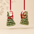Decoro Pendente Babbo Natale e Orso con Albero – H 10 cm