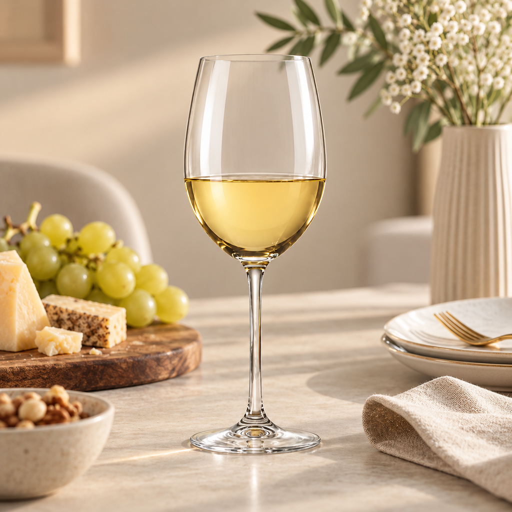 Set 6 Calici da Vino Bianco in Vetro Cristallino Trasparente – 350 ml