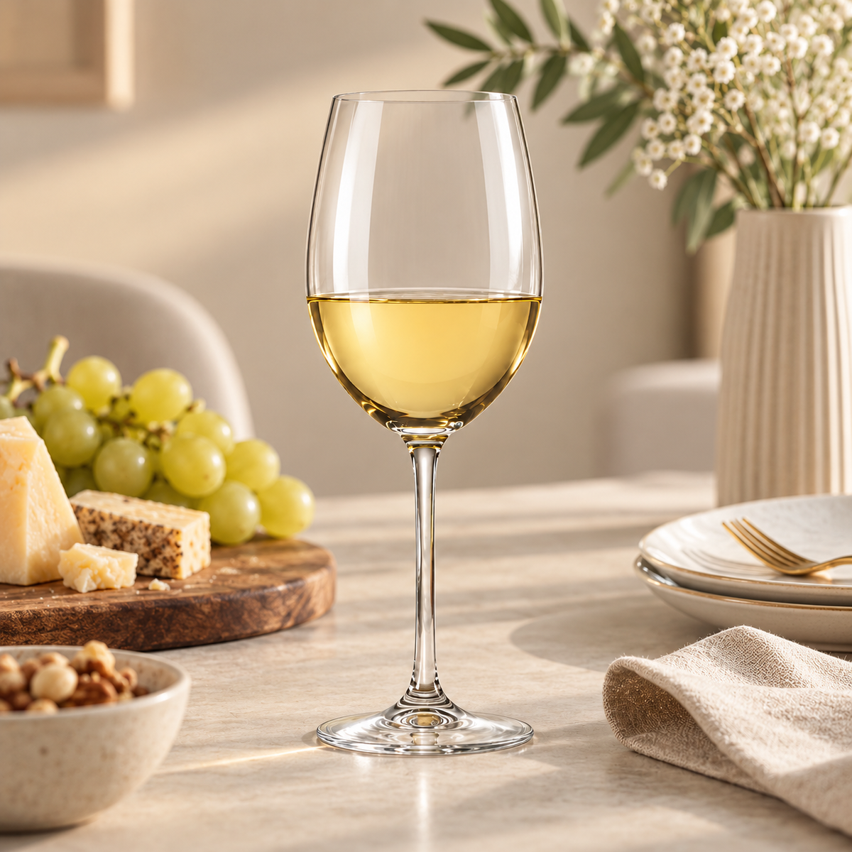 Set 6 Calici da Vino Bianco in Vetro Cristallino Trasparente – 350 ml