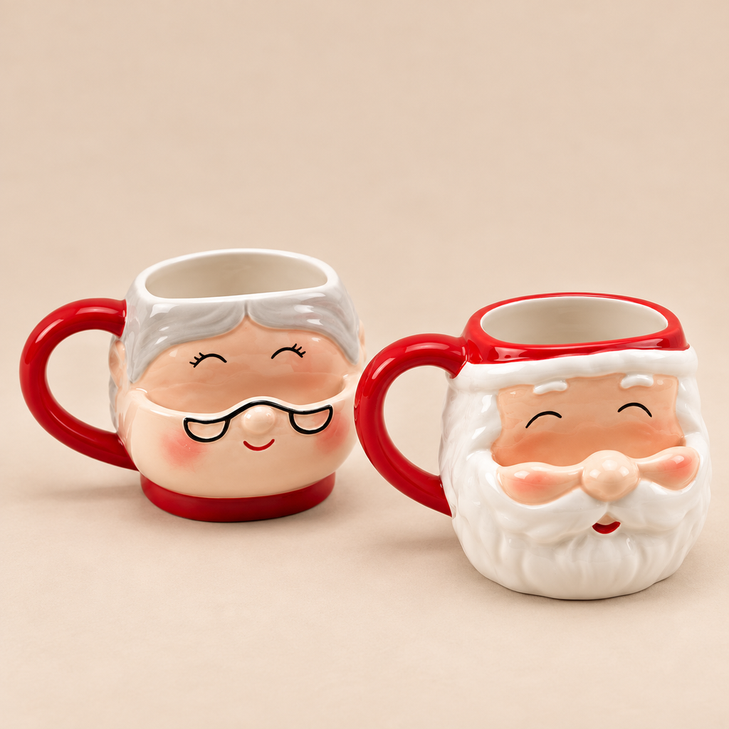 Tazza Natalizia EDG in Ceramica con Portabiscotto – Babbo Natale e Mamma Natale