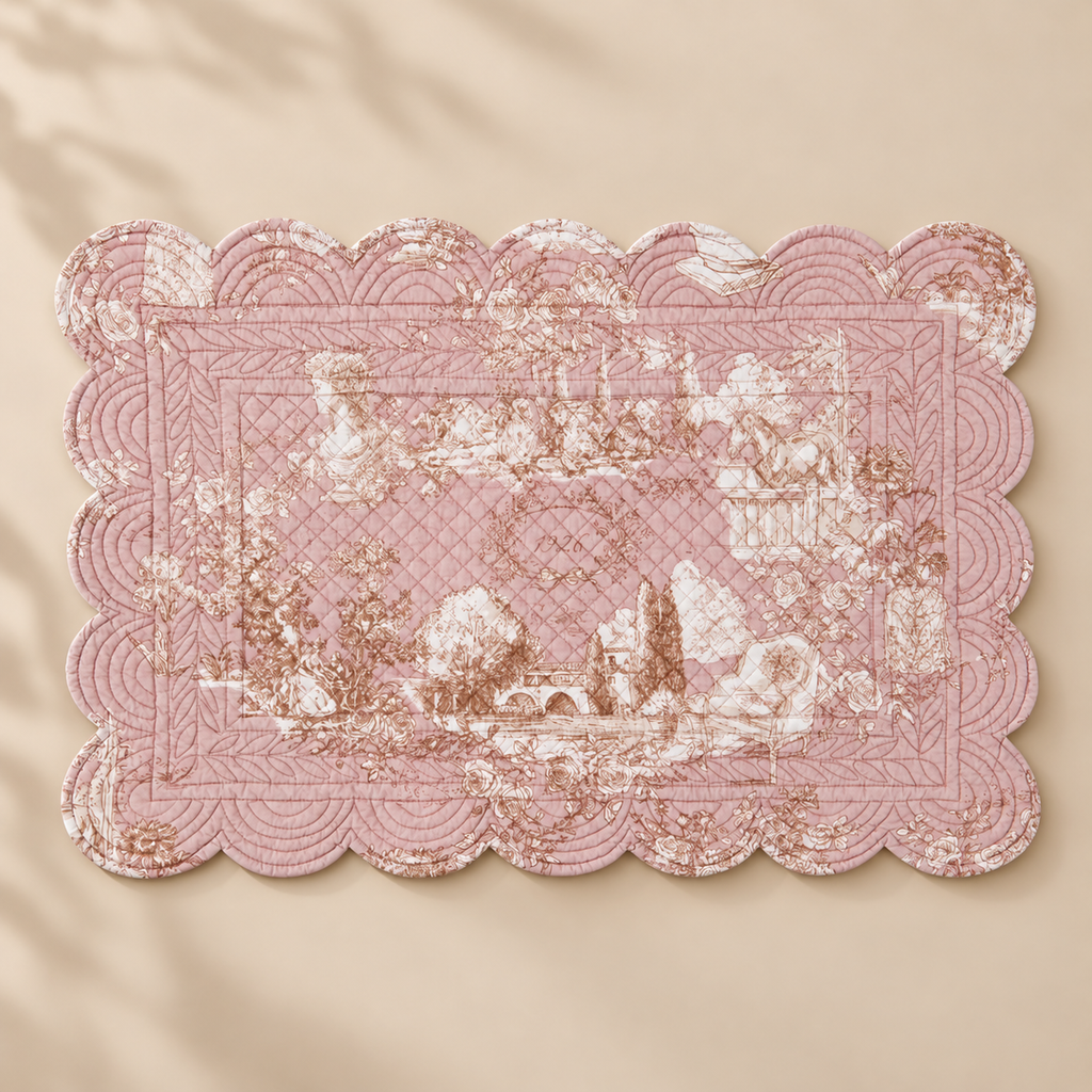 Tovaglietta Americana Toile du Borgo Rosa 35x50 cm in 100% Cotone con Bordo Smerlato