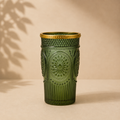 Candela con vaso vetro
