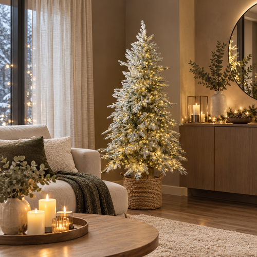 Albero di Natale innevato Cortina EDG 2026 con 1800mini LED h.180cm con BACCHETTA MAGICA