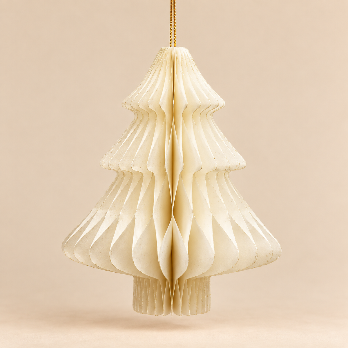 Albero di Natale in Carta Avorio da Appendere H 22 x Ø 18 cm - EDG