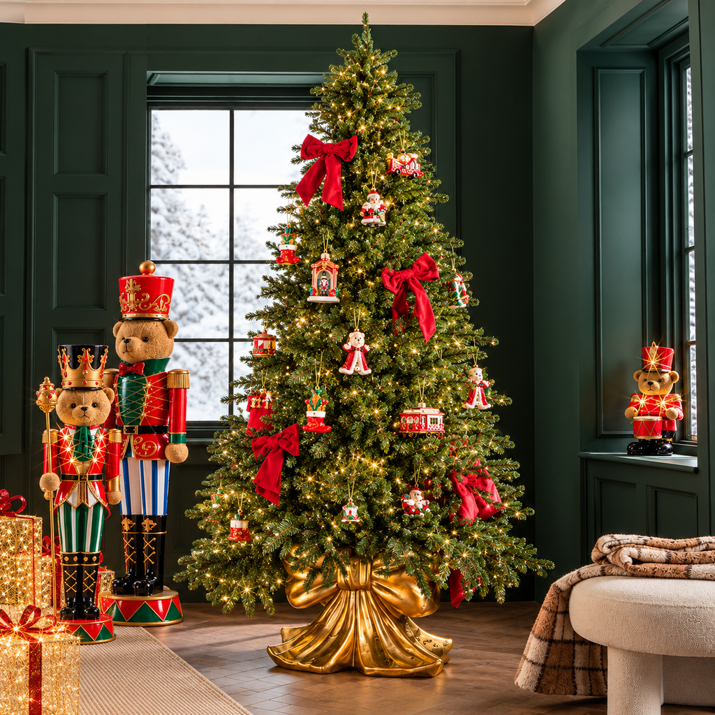 Base per Albero di Natale a Forma di Fiocco Gigante Oro in Resina e Metallo – Collezione Fiocco Reale