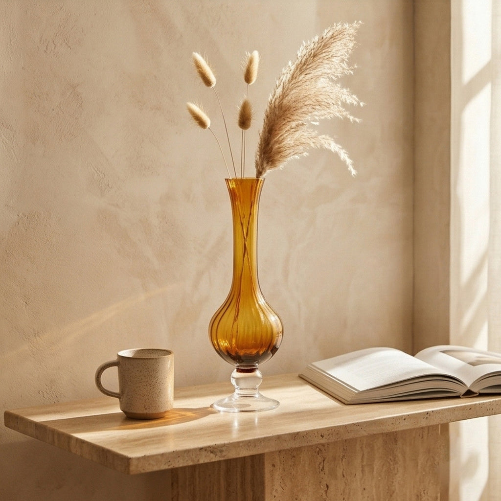 Vaso collolungo ambra h.40